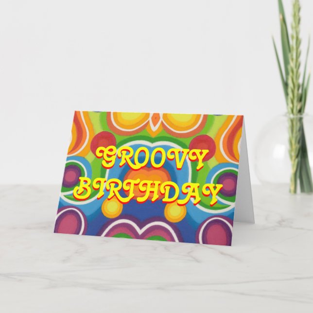 Tarjeta de saludo 'Groovy Birthday' (Anverso)