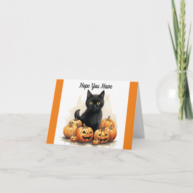 Tarjeta de saludo Halloween Purrfect para calabaza (Anverso)