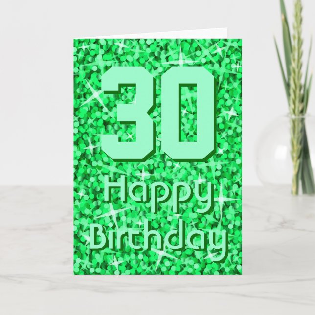Tarjeta de saludo "Happy Birthday" de Glitz Green (Anverso)