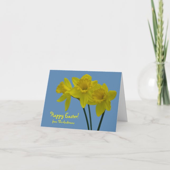 Tarjeta de saludo "Happy Easter" de los Daffodils  (Anverso)