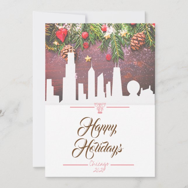 Tarjeta de saludo Happy Holidays de Chicago (Anverso)