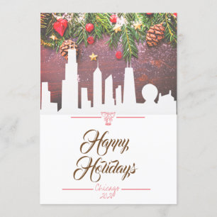 Tarjeta de saludo Happy Holidays de Chicago