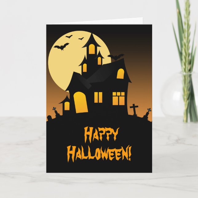 Tarjeta de saludo Haunted House Halloween (Anverso)