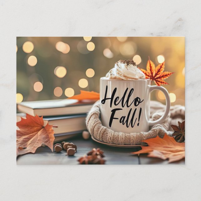Tarjeta de saludo Hello Fall con barba (Anverso)
