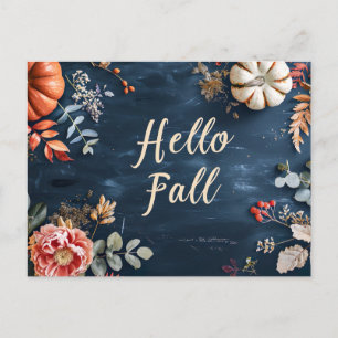 Tarjeta de saludo Hello Fall con flores