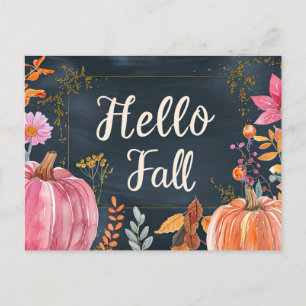 Tarjeta de saludo Hello Fall con flores