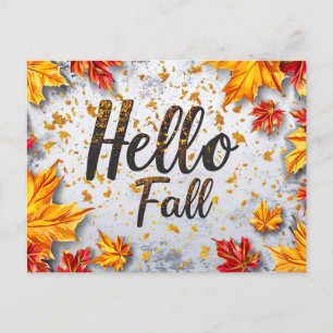 Tarjeta de saludo Hello Fall con flores