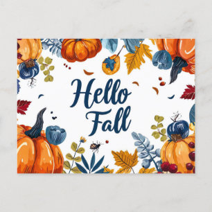 Tarjeta de saludo Hello Fall con flores