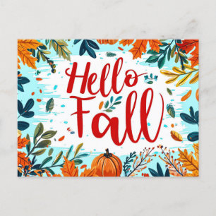 Tarjeta de saludo Hello Fall con flores