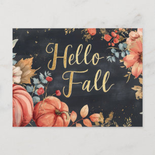 Tarjeta de saludo Hello Fall con flores