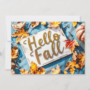 Tarjeta de saludo Hello Fall con flores