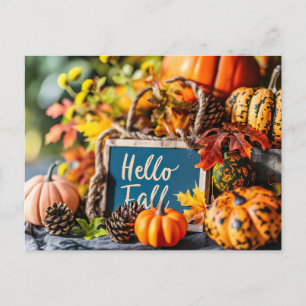 Tarjeta de saludo Hello Fall con flores