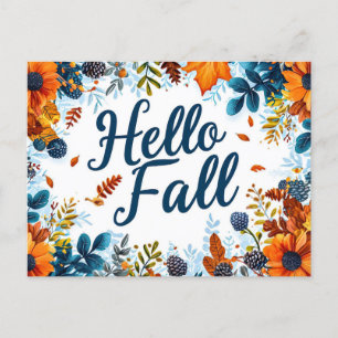 Tarjeta de saludo Hello Fall con flores