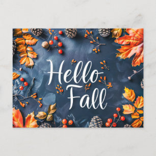 Tarjeta de saludo Hello Fall con flores