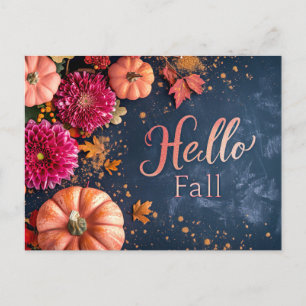 Tarjeta de saludo Hello Fall con flores