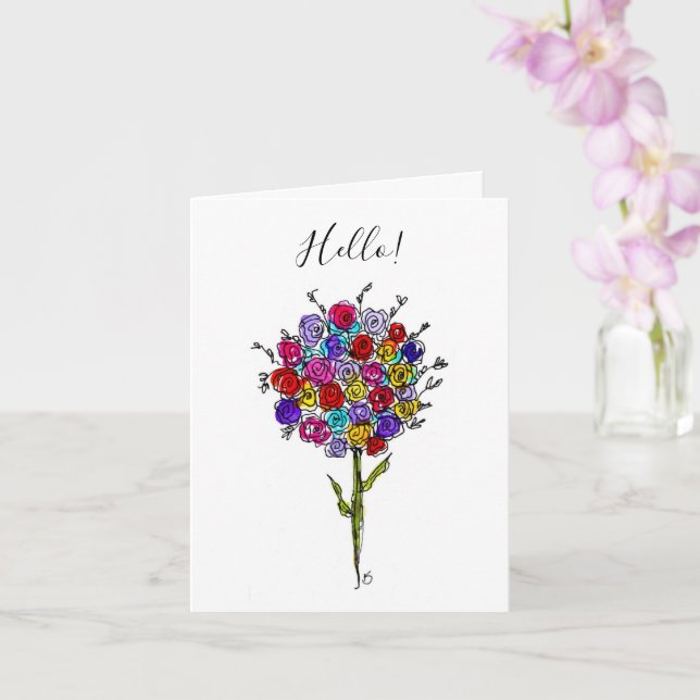 Tarjeta de saludo Hello para Flor de colores (Orquídea)