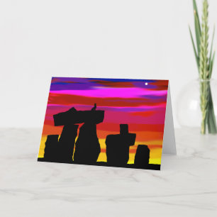 Tarjeta de saludo Henge de la puesta del sol con c