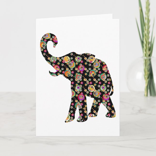 Tarjeta de saludo Hippie Elephant (Anverso)