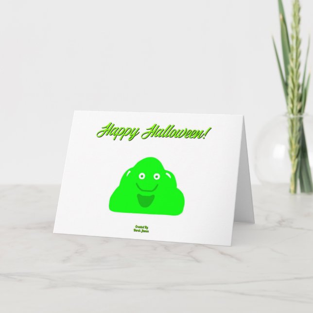 Tarjeta de saludo horizontal de Halloween Blob (Anverso)