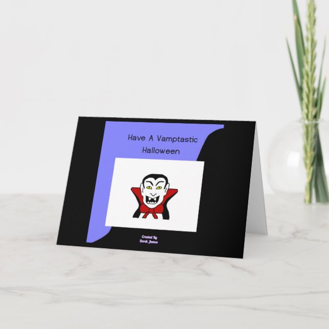 Tarjeta de saludo horizontal Vamptastic Halloween (Anverso)