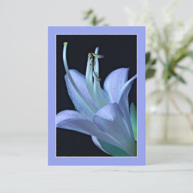 Tarjeta de saludo Hosta Flower Ornate Blue & Purpl (Anverso de pie)