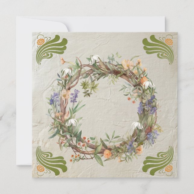 Tarjeta de saludo Imbolc Wreath Pagan Holiday (Anverso)
