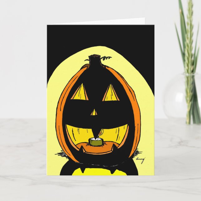 Tarjeta de saludo Jack o' Lantern Halloween (Anverso)