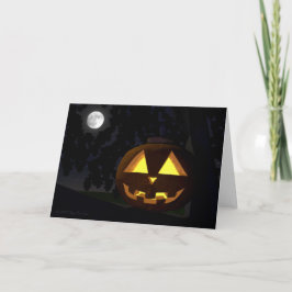 Tarjeta de saludo Jack O'Lantern y Moon Halloween