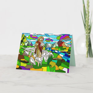 tarjeta de saludo jesus de vidrio manchado