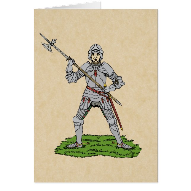 Tarjeta de saludo Knight inglesa del siglo XV (Frente)