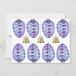 Tarjeta de saludo Lavender Pinecones and Bells