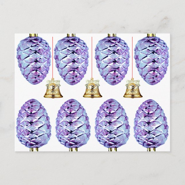 Tarjeta de saludo Lavender Pinecones and Bells (Anverso)