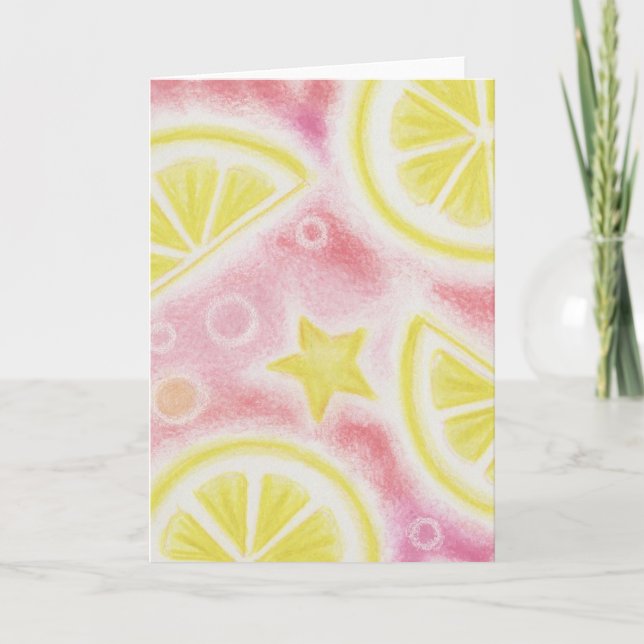 Tarjeta de saludo "lemons" rosa de Lemonade (Anverso)