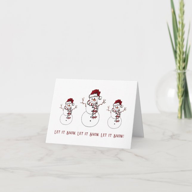 Tarjeta de saludo Let it Snow Snowman (Anverso)