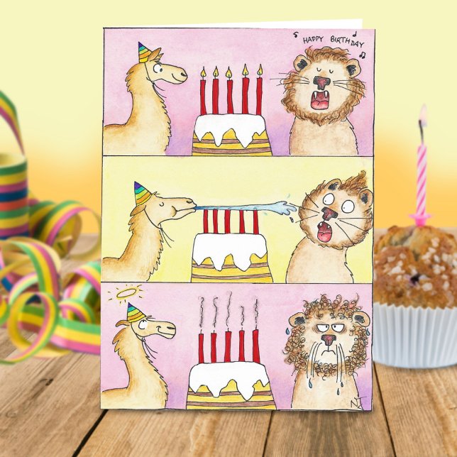 Tarjeta de saludo LLAMA AND LION de Nicole Janes (Subido por el creador)