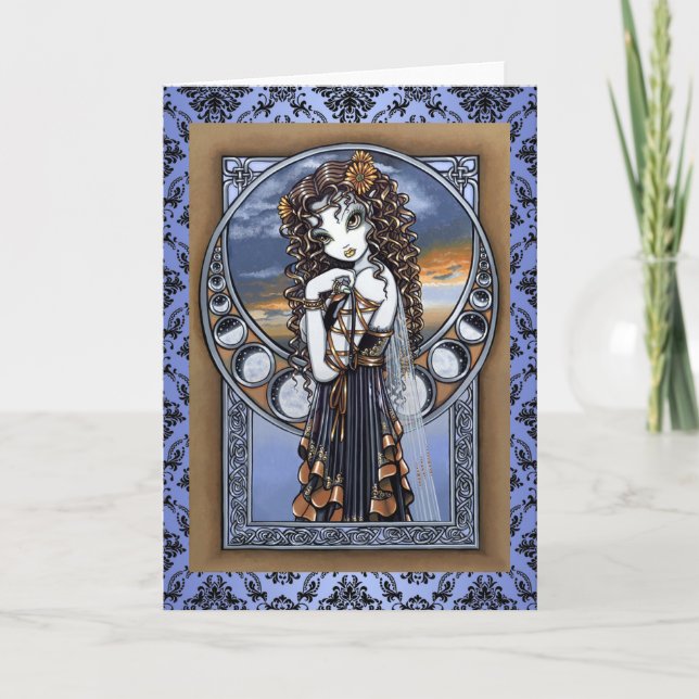 Tarjeta de saludo "Lucia" de Flower Moon Fairy Art (Anverso)
