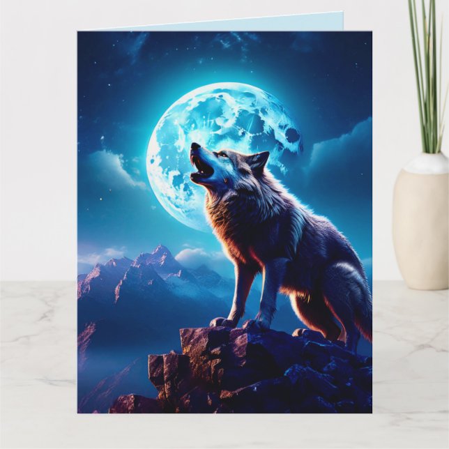 TARJETA DE SALUDO LUNA DEL LOBO SALVAJE (Anverso)