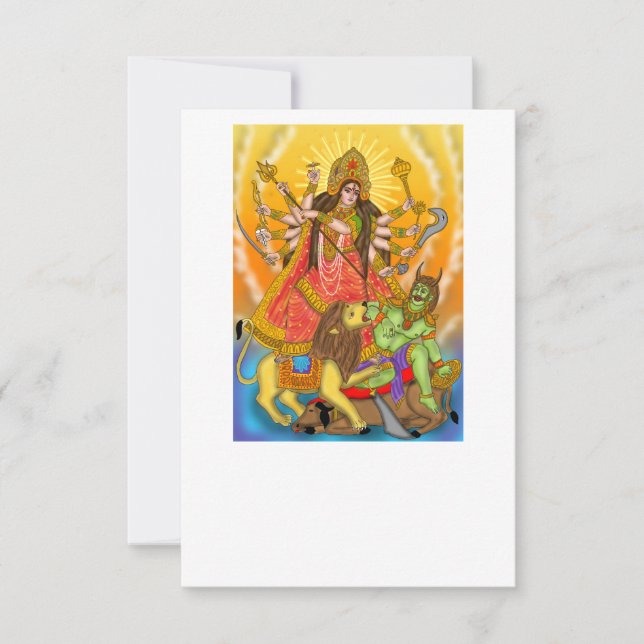 Tarjeta de saludo Mahishasur Mardini Durga (Anverso)