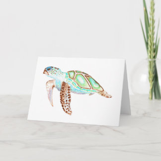Tarjeta de saludo Mar Turtle Coqueta marrón Waterc