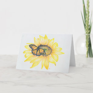 Tarjeta de saludo Monarca y Girasol