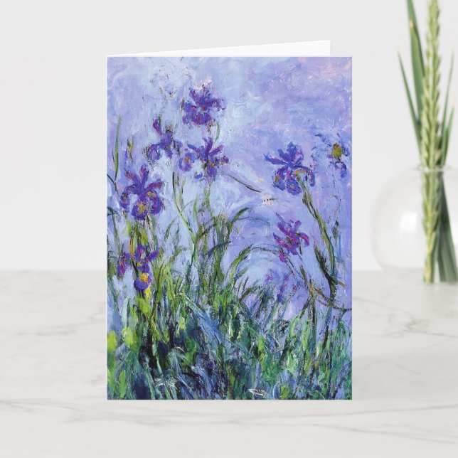 Tarjeta de saludo Monet Lilac Irises (Anverso)