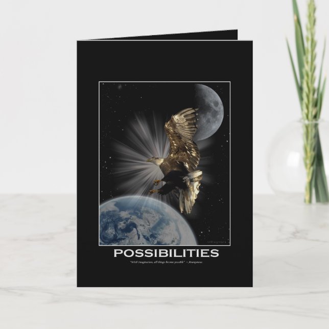 Tarjeta de saludo motivacional de águila calva (Anverso)