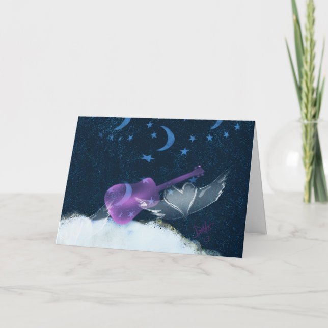 Tarjeta de saludo musical de las alas del corazón (Anverso)