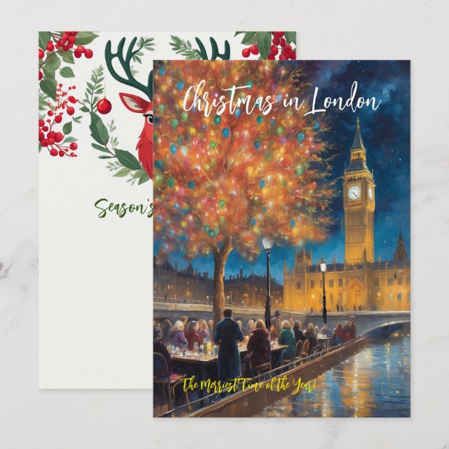 Tarjeta De Saludo "Navidades En Londres" (Anverso / Reverso)