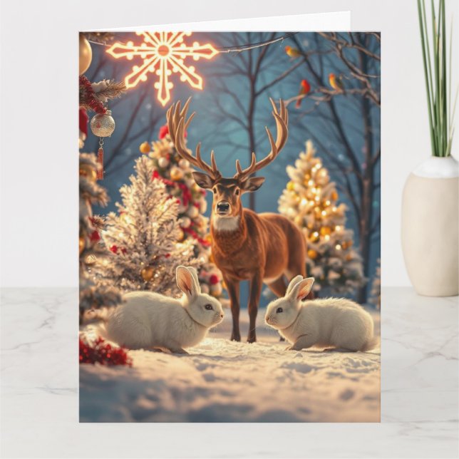 Tarjeta de saludo navideña con escena de Navidad (Anverso)