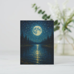 Tarjeta de saludo nocturno Watercolor Lake