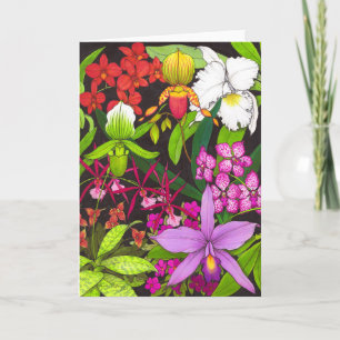 Tarjeta de saludo Orchid Garden Flowers