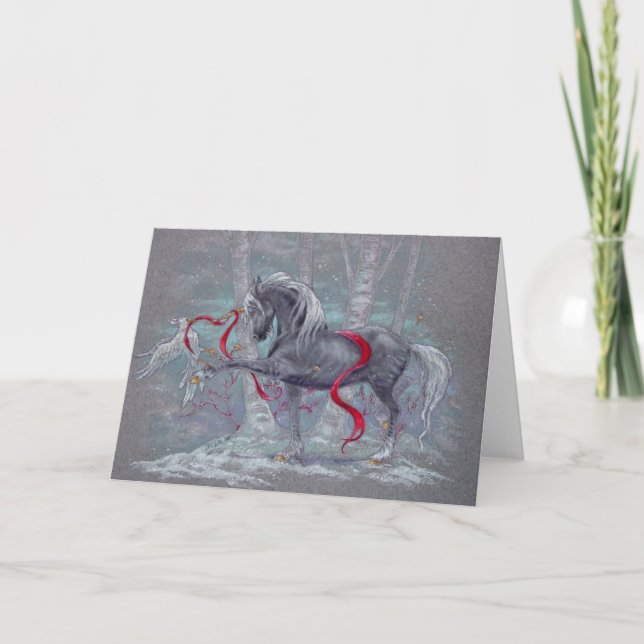 Tarjeta de saludo - Pájaro de nieve unicornio de v (Anverso)