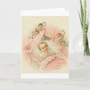 Tarjeta De Saludo Para Bebé Y Ángeles De Victoria
