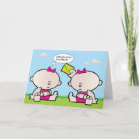Tarjeta de saludo para bebés chicas gemelos